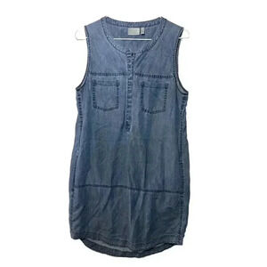 Athleta Small Chambray Tencel Sleeveless Hana Henley Dress